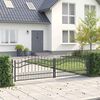vidaXL Fence Gate with Spear Top Black 120.1"x 29.5" Powder-coated Steel