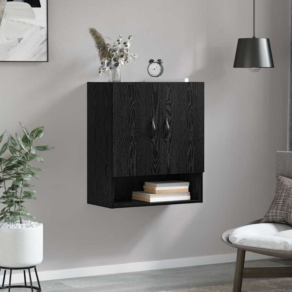 vidaXL Wall-Mounted Cabinet Black Oak 23.62 x 12.20 x 27.56 in