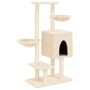 vidaXL Cat Tree Cream Engineered wood, plush, sisal 46.1 in tall