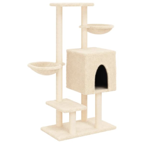 vidaXL Cat Tree Cream Engineered wood, plush, sisal 46.1 in tall