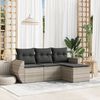 vidaXL Garden Sofa Set Light Grey PE Rattan, Powder-Coated Steel, Polyester