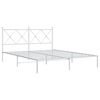 vidaXL Bed Frame White Powder-Coated Steel King Size Modern Bed Frame