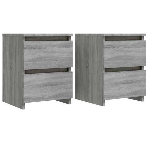 vidaXL Bedside Cabinet Set of 2 Grey sonoma Engineered wood