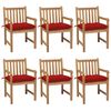 vidaXL Patio Chair Set of 6 Natural Teak, Red Solid teak wood One Size