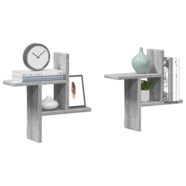 vidaXL Wall Shelf Grey Sonoma Engineered wood 15x4.7x15 in Wall Shelf