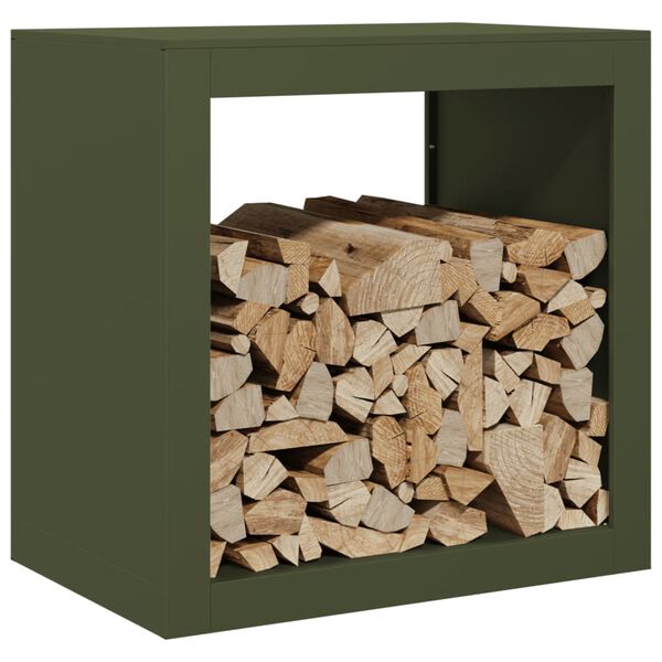 vidaXL Firewood Rack Green 23.6x15.7x23.6" Steel