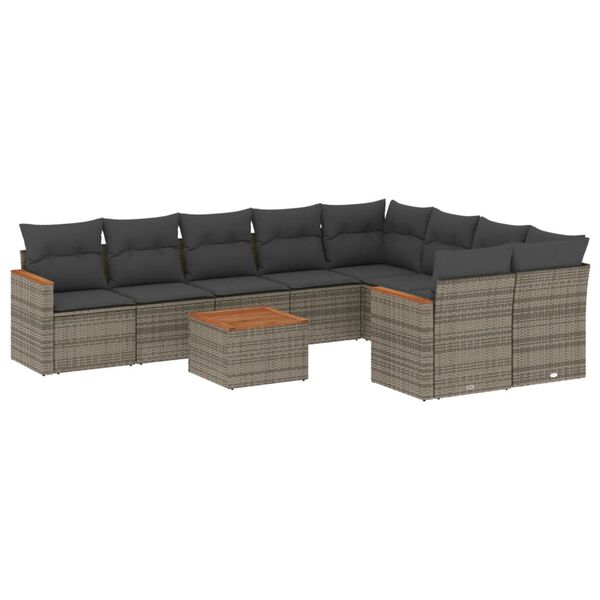 vidaXL Garden Sofa Set Grey Poly Rattan Large Modular Garden Sofa Set