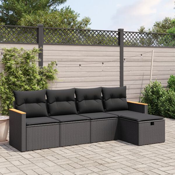 vidaXL Garden Sofa Set Black PE rattan Medium Modular Garden Sofa Set
