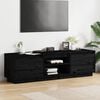 vidaXL TV Cabinet Black Solid Pine Wood Medium TV Cabinet Rectangular