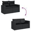 vidaXL Garden Sofa Set Set of 8 Black