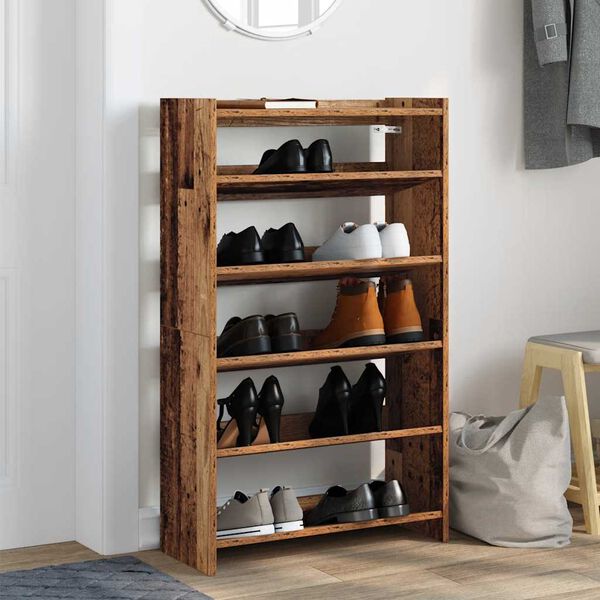vidaXL Shoe Rack Old Wood Engineered wood Compact Shoe Rack