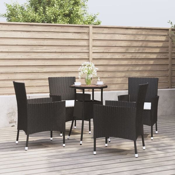 vidaXL Garden Bistro Set Black Poly rattan Medium Durable