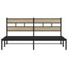 vidaXL Bed Frame Black, Sonoma Oak Iron, Engineered Wood Double