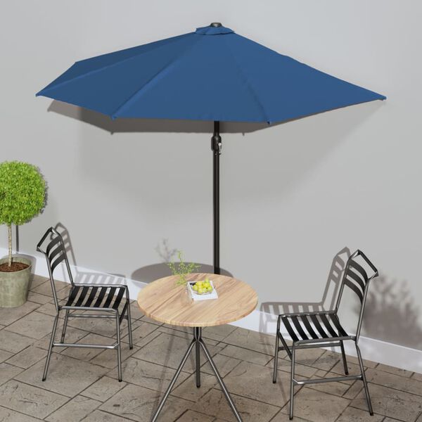 vidaXL Balcony Parasol Blue Polyester, Steel, Aluminum