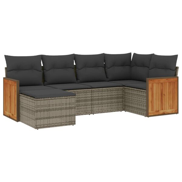 vidaXL Garden Sofa Set Grey PE rattan, powder-coated steel Medium