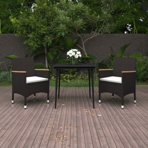 vidaXL Garden Dining Set Black Table PE rattan Medium Durable