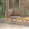 vidaXL Garden Corner Sofa Taupe Bamboo with taupe polyester cushions