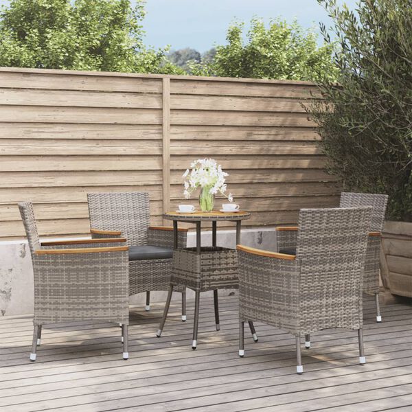 vidaXL Garden Bistro Set Grey Poly rattan Medium Durable