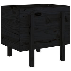 vidaXL Garden Planter Black Solid pine wood Large Decorative Inlays