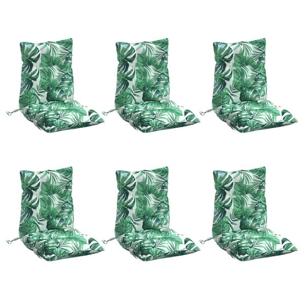 vidaXL Lowback Chair Cushion Set of 6 Leaf pattern Oxford fabric