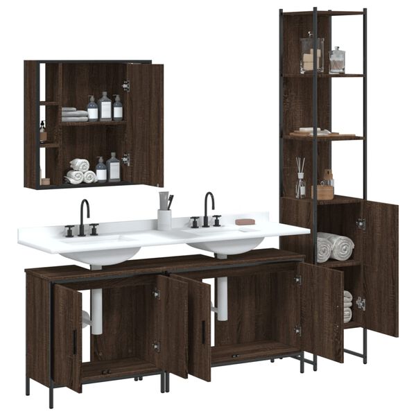 vidaXL Bathroom Cabinet Set Brown Oak