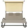 vidaXL Sun Lounger Taupe and Cream Textilene, Steel Large