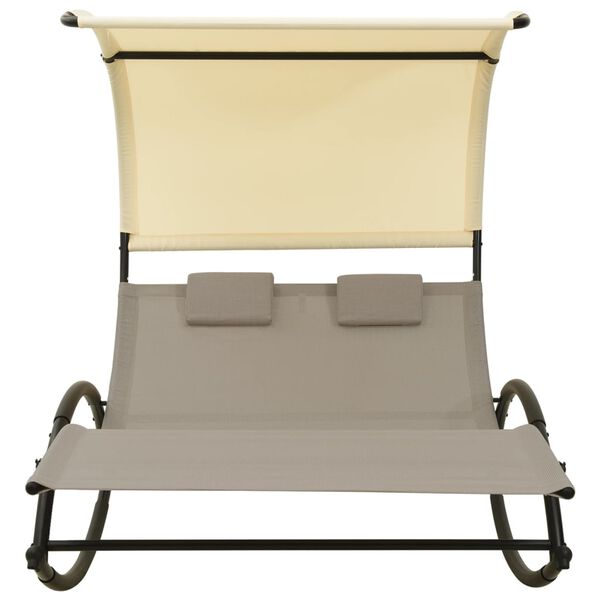 vidaXL Sun Lounger Taupe and Cream Textilene, Steel Large