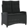 vidaXL Reclining Garden Bench Black Poly Rattan 2-seater