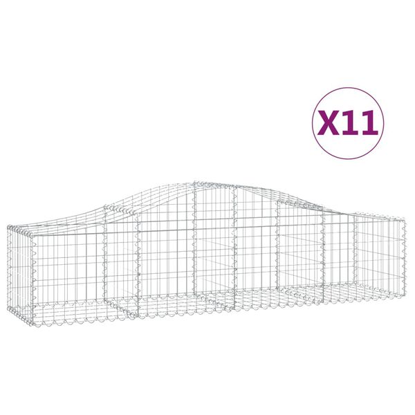 vidaXL Gabion Basket Set of 11 Silver Galvanized iron Extra Large