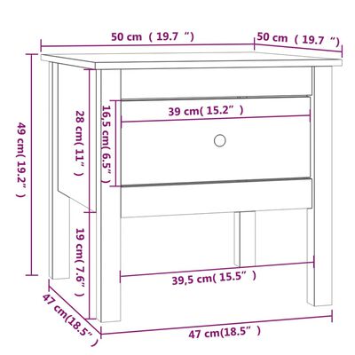 vidaXL Side Tables 2 pcs White 19.7"x19.7"x19.3" Solid Wood Pine