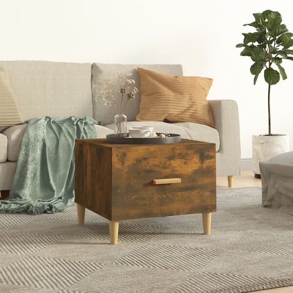 vidaXL Coffee Table Smoked Oak Engineered wood, Solid eucalyptus wood
