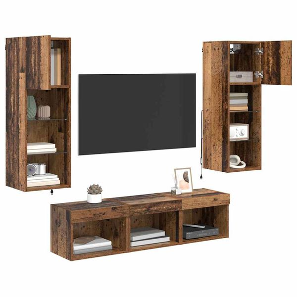 vidaXL TV Wall Units 5 pcs Black Oak 23.62 x 11.81 x 11.81 in