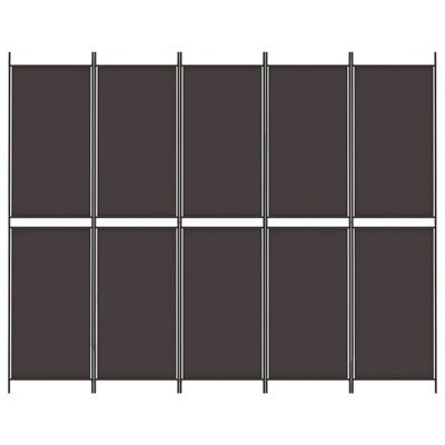 Nine-panel room divider with dark brown fabric panels.