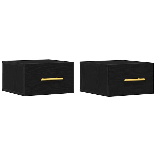 vidaXL Bedside Cabinet 2 pcs Black Oak 13.78 x 13.78 x 7.87 in