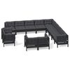vidaXL Garden Lounge Set Black Solid pine wood, polyester fabric Large