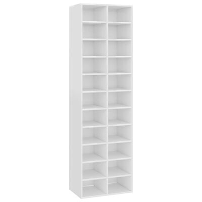 vidaXL Shoe Cabinet High Gloss White 21.3"x13.4"x72" Engineered Wood
