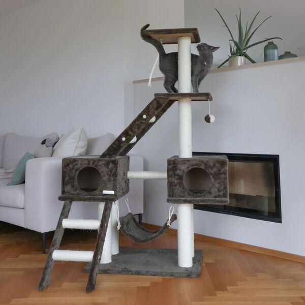 Kerbl Cat Scratching Post Dark Gray Wood, Sisal rope 59.1 in tall