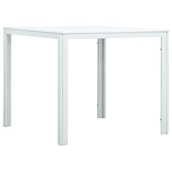 vidaXL Coffee Table White HDPE and Steel Compact Durable Square