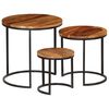 vidaXL Coffee Table Set of 3 Various wood tones Acacia wood and steel