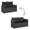 vidaXL Garden Sofa Set Black PE rattan Large Adjustable Armrests