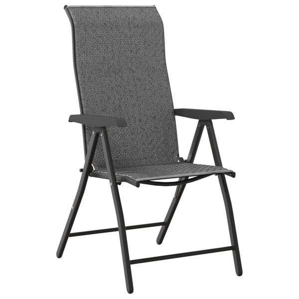 vidaXL Garden Chair Set of 8 Grey PE Rattan Large Foldable
