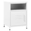 vidaXL Nightstand White Steel Small Levelers Nightstand Square
