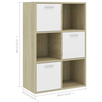 vidaXL Storage Cabinet White and Sonoma Oak 23.6"x11.6"x35.4" Engineered Wood