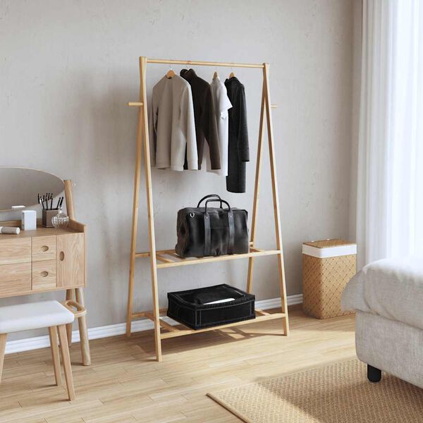 vidaXL Clothes Rack Bamboo Bamboo with a varnished finish Medium