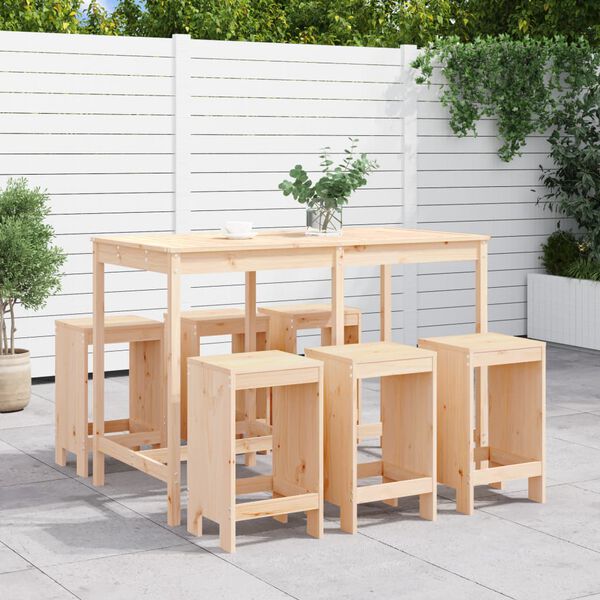 vidaXL Garden Bar Set Natural Pine Solid Pine Wood Medium Sturdy