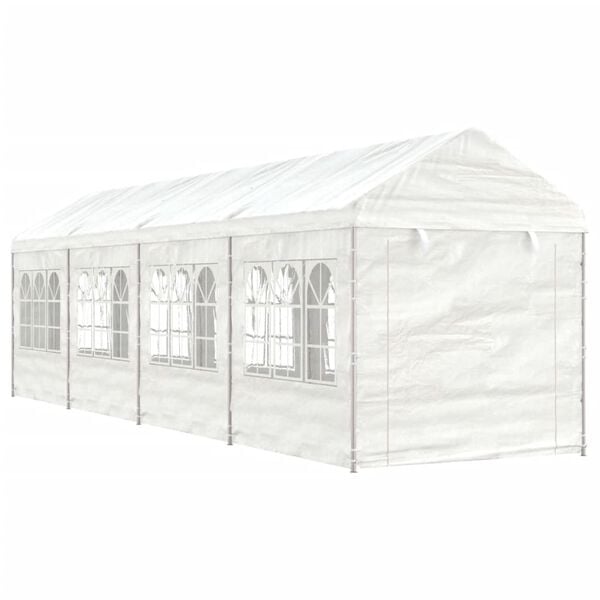 vidaXL Gazebo With Roof White Polyethylene (PE), Galvanized Steel Large
