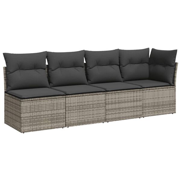 vidaXL Garden Sofa Set Grey PE rattan 8 Piece Set Modular