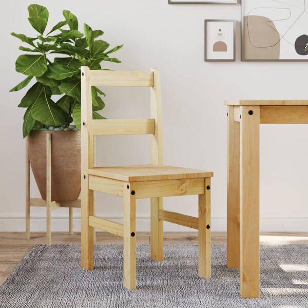vidaXL Dining Chair Honey Solid pine wood 15.7 x 18.1 x 35.4 in Durable