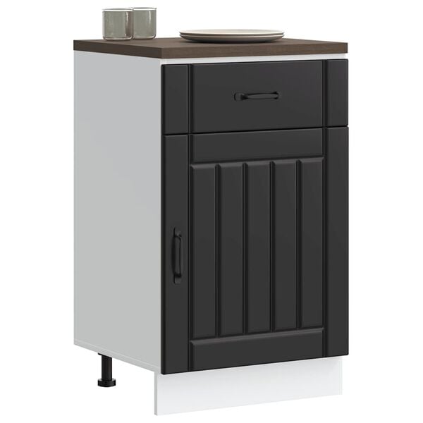 vidaXL Kitchen Base Cabinet Black Engineered Wood Medium
