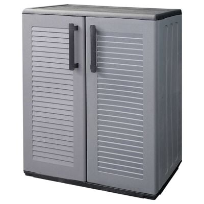 vidaXL Garden Storage Cabinet Gray and Black 26.8"x14.6"x33.1" PP